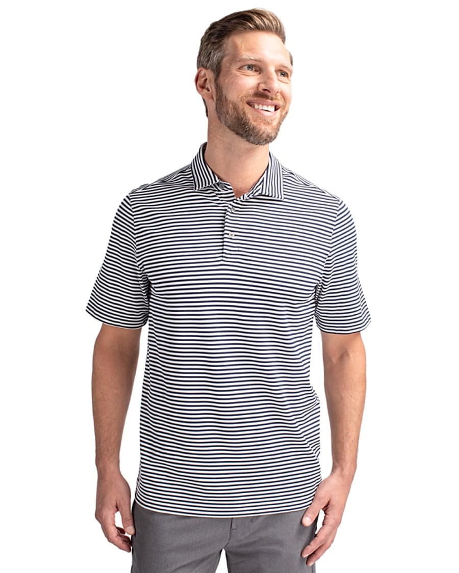 Cutter and Buck Virtue Eco Pique Stripe Recycled Mens Polo 1 Cutter and Buck Virtue Eco Pique Stripe Recycled Mens Polo
