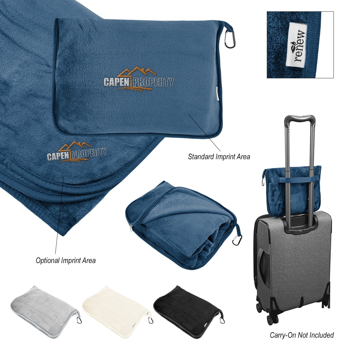 Travel Blanket with Trolley Pillow Pouch 1 Travel Blanket with Trolley Pillow Pouch