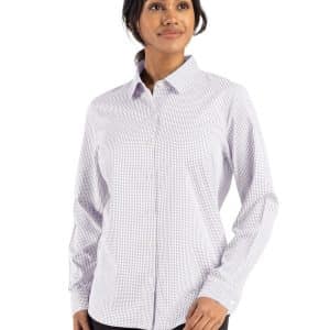 Cutter & Buck Skyline Epic Confidence Recycled Gingham Womens Long Sleeve Dress Shirt