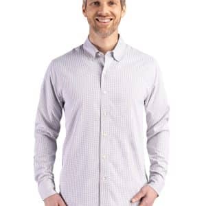 Cutter & Buck Skyline Epic Confidence Recycled Gingham Mens Long Sleeve Dress Shirt
