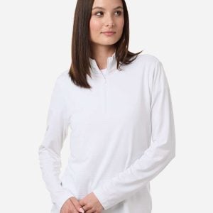 Adidas-Women's Textured Stripe Quarter-Zip Pullover