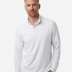 Adidas-Men's Textured Stripe Quarter-Zip Pullover