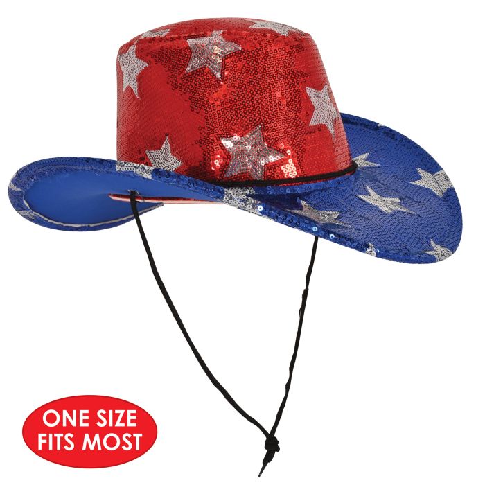 Sequined Patriotic Cowboy Hat 2 Sequined Patriotic Cowboy Hat - Image 2
