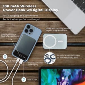 Amethyst 10,000 mAh Magnetic Wireless Power Bank
